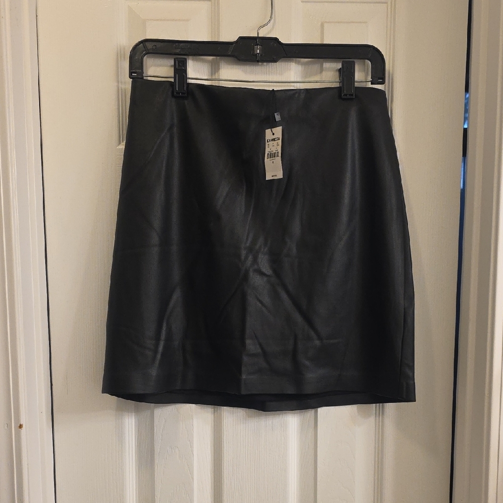 Express Black Faux Leather Mini Skirt